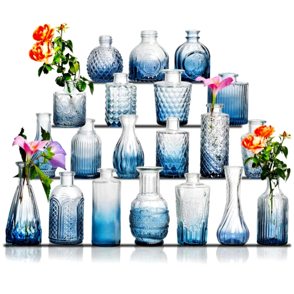 Set of Blue Glass Vases